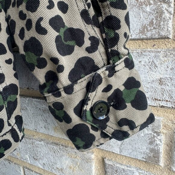 Zara SRPLS Long Sleeve Button Up Animal Print Cotton Blend Jacket Women's Size L - Picture 9 of 11